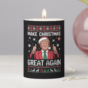Make Christmas Great Again Trump Pajamas Ugly Xmas Pillar Candle