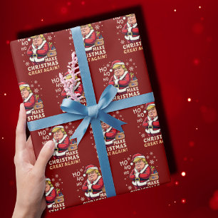 Make Christmas Great Again Trump Santa Claus Red Wrapping Paper