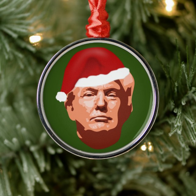 MAKE CHRISTMAS GREAT AGAIN TRUMP SANTA HAT 2020 METAL ORNAMENT (Tree)
