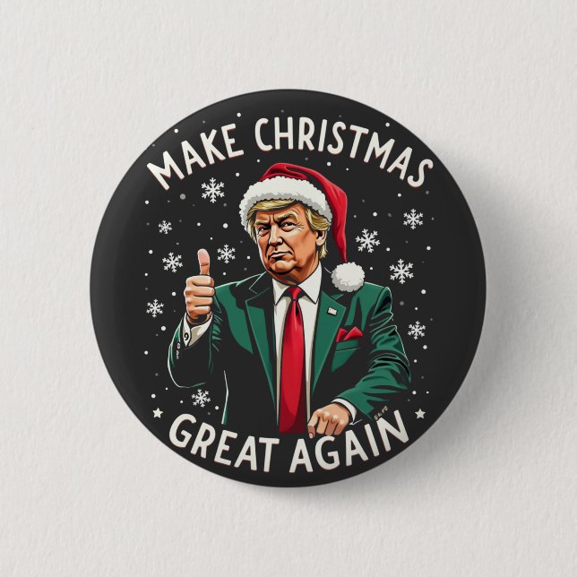 Make Christmas Great Again Ugly Xmas Sweater Trump Button (Front)