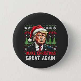 Make Christmas Great Again Ugly Xmas Sweater Trump Button