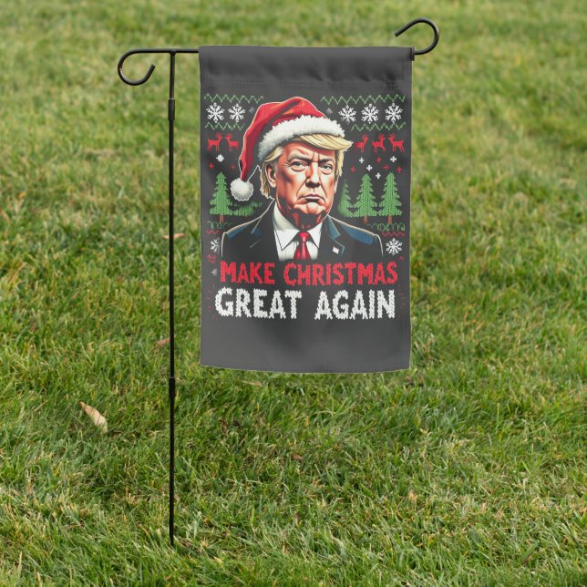 Make Christmas Great Again Ugly Xmas Sweater Trump Garden Flag (In SItu)