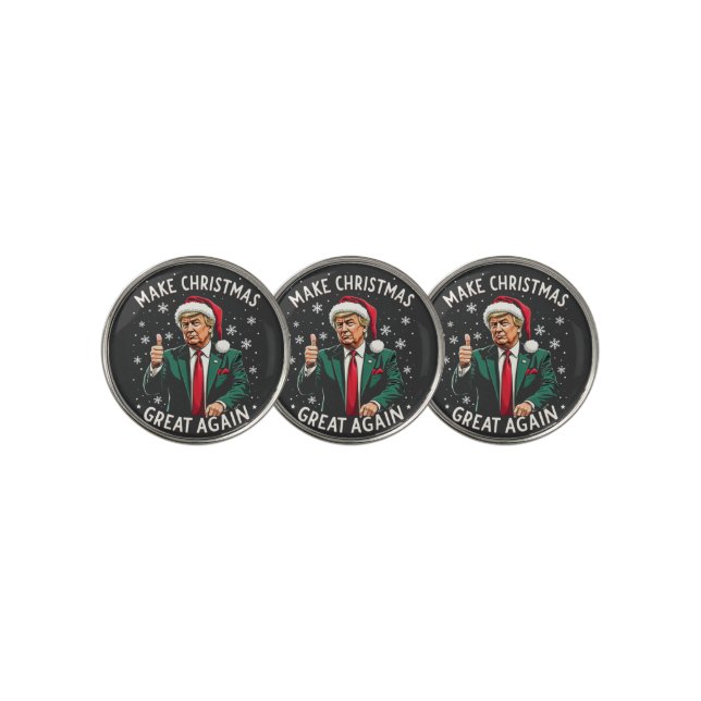 Make Christmas Great Again Ugly Xmas Sweater Trump Golf Ball Marker (3 Up)