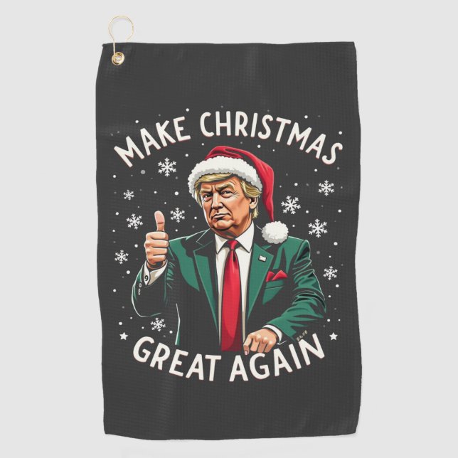 Make Christmas Great Again Ugly Xmas Sweater Trump Golf Towel (Front)