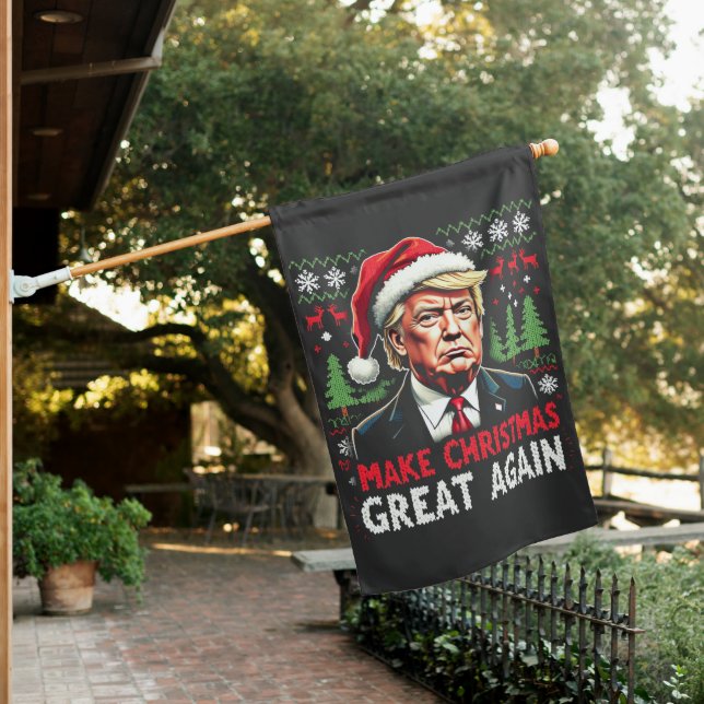 Make Christmas Great Again Ugly Xmas Sweater Trump House Flag (In SItu)