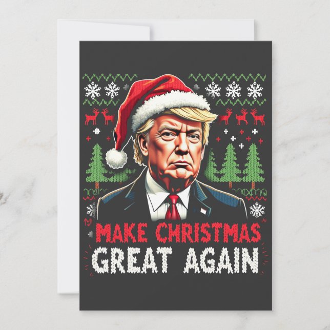 Make Christmas Great Again Ugly Xmas Sweater Trump Invitation (Front)