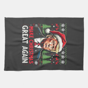 Make Christmas Great Again Ugly Xmas Sweater Trump Kitchen Towel
