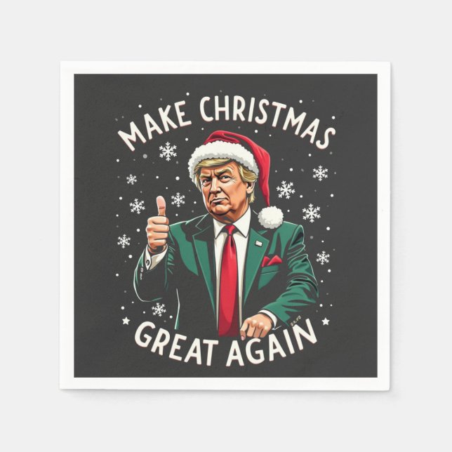 Make Christmas Great Again Ugly Xmas Sweater Trump Napkins (Front)