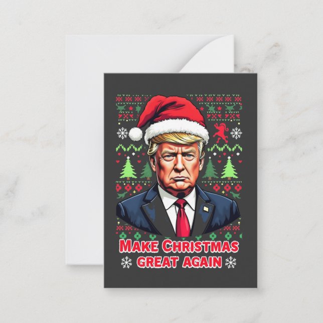 Make Christmas Great Again Ugly Xmas Sweater trump Note Card (Front)