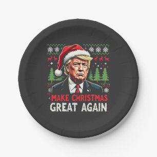 Make Christmas Great Again Ugly Xmas Sweater Trump Paper Plates