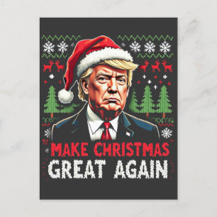Make Christmas Great Again Ugly Xmas Sweater Trump Postcard