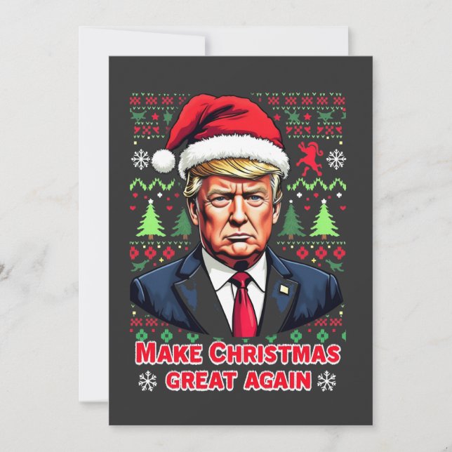 Make Christmas Great Again Ugly Xmas Sweater trump Thank You Card (Front)
