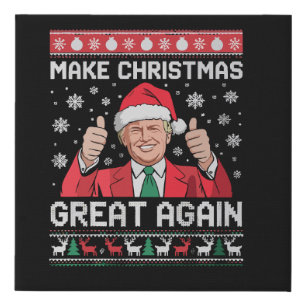 Make Christmas Great Again Xmas Funny Trump Pajama Faux Canvas Print