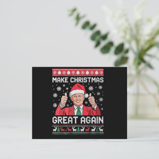 Make Christmas Great Again Xmas Funny Trump Pajama Holiday Postcard (Standing Front)