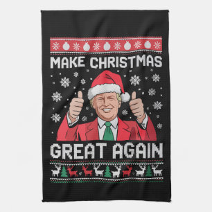 Make Christmas Great Again Xmas Funny Trump Pajama Kitchen Towel
