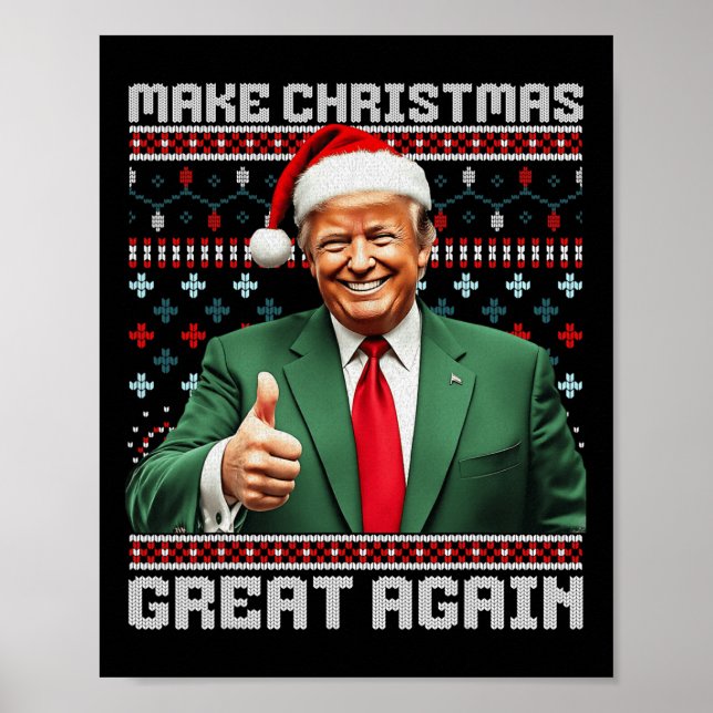 Make Christmas Great Again Xmas Funny Trump Pajama Poster (Front)