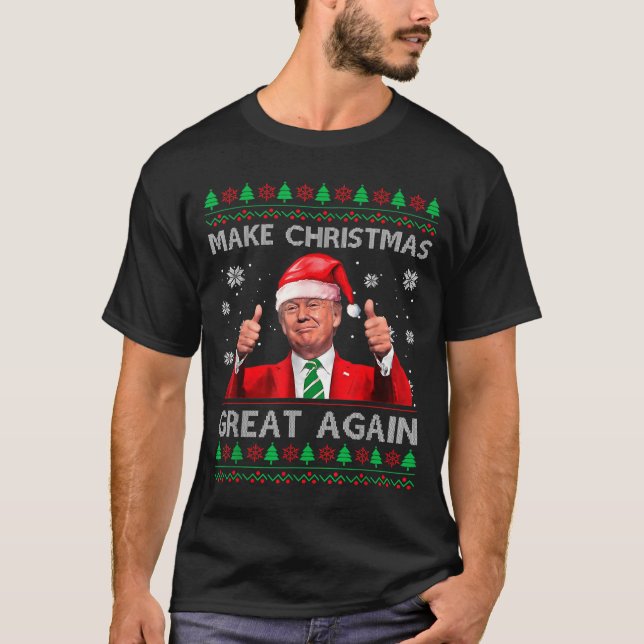 Make Christmas Great Again Xmas Funny Trump Pajama T-Shirt (Front)