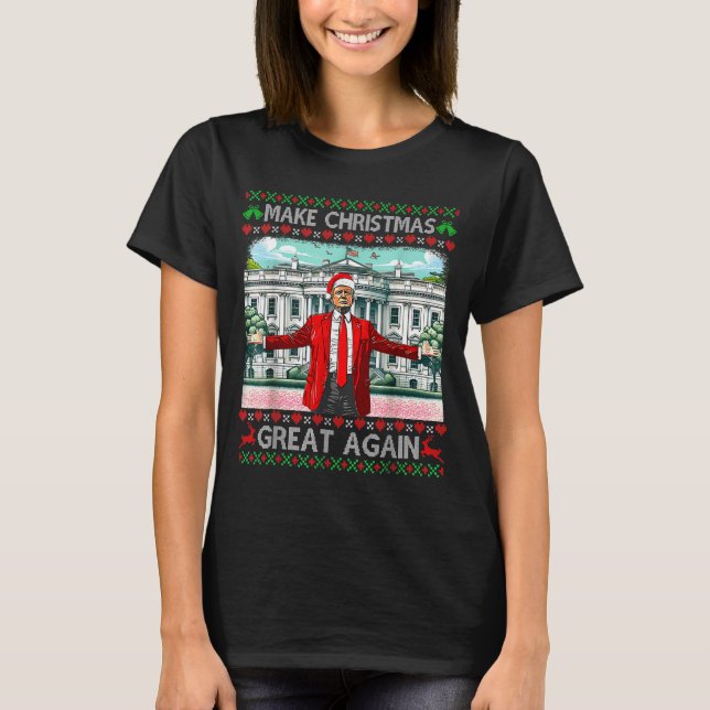 Make Christmas Great Again Xmas Funny Trump Pajama T-Shirt (Front)