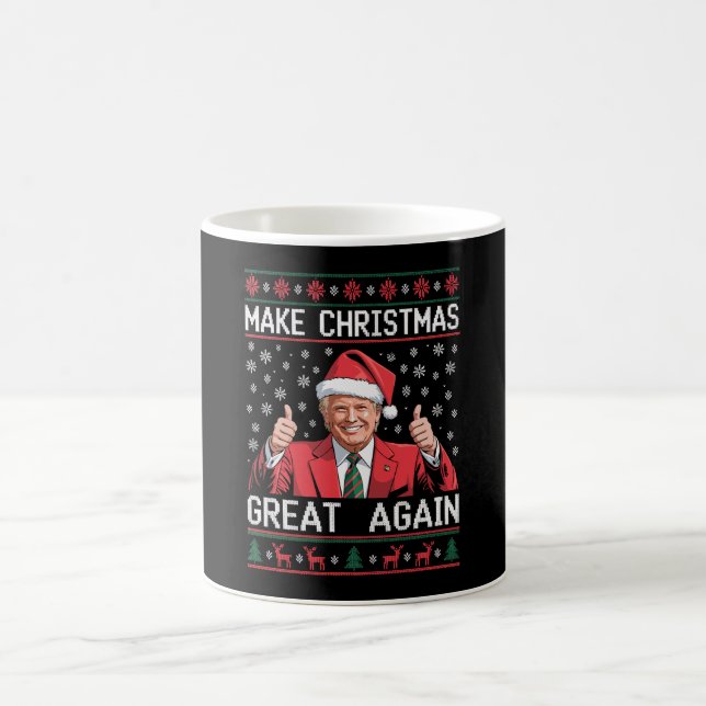 Make Christmas Great Again Xmas Trump Ugly Pajamas Coffee Mug (Center)