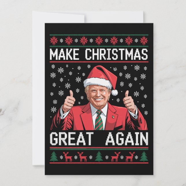 Make Christmas Great Again Xmas Trump Ugly Pajamas Holiday Card (Front)