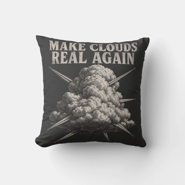 Make Clouds Real Again - Cloud Airplane Art Throw Pillow (Front)