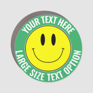 Make Create Your Own Smilie Round Green Car Magnet