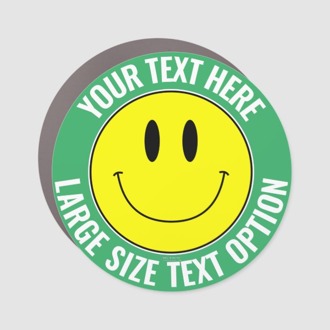 Make Create Your Own Smilie Round Green Car Magnet (Front)