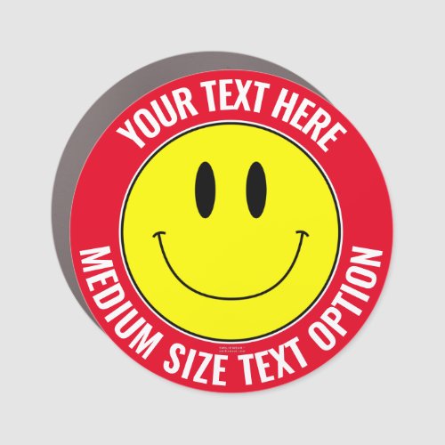 Make Create Your Own Smilie Round Red Car Magnet