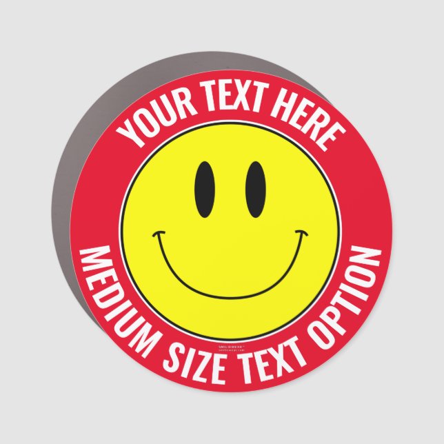 Make Create Your Own Smilie Round Red Car Magnet (Front)