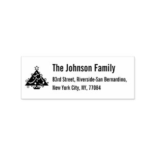 Make Custom Christmas Tree Holiday Return Address Rubber Stamp