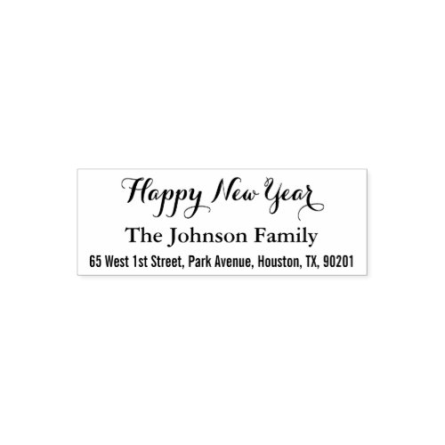 Make Custom Elegant Happy New Year Return Address Self_inking Stamp