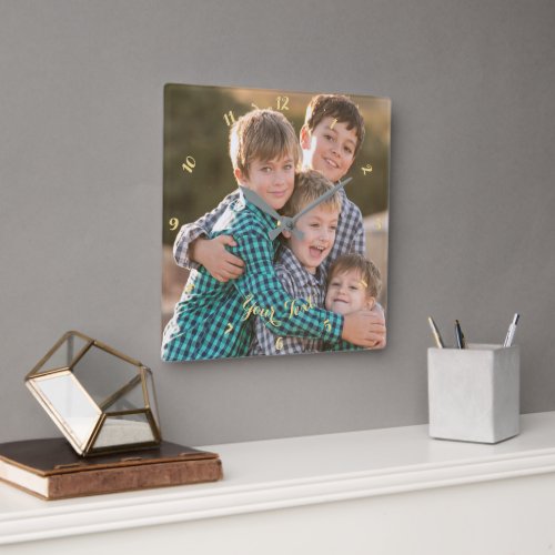 Make Custom Family Baby Kids Wedding Couple Photo Square Wall Clock