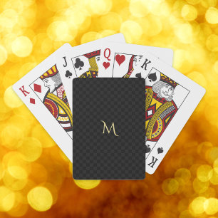 Make Custom Monogram Black Checks Checkered Poker Cards