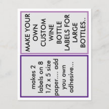 MAKE CUSTOM  PAPER WINE BOTTLE LABELS FOR LARGE
