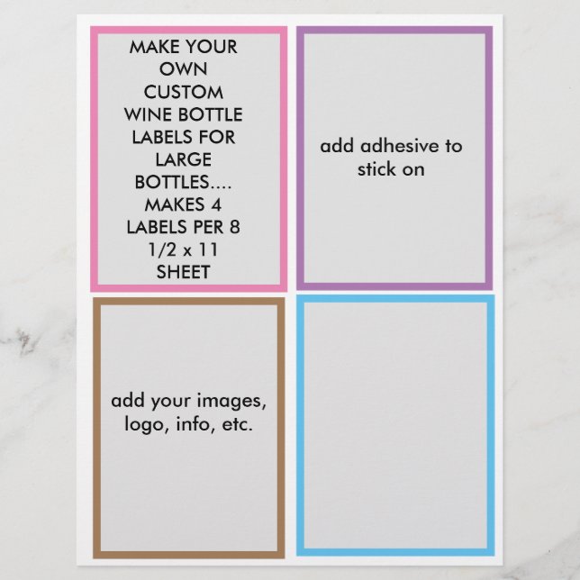 MAKE CUSTOM  PAPER WINE BOTTLE LABELS FOR LARGE (Front)