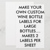 MAKE CUSTOM PAPER WINE BOTTLE LABELS FOR LARGE (Front/Back)