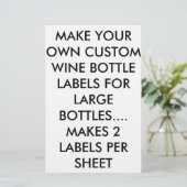 MAKE CUSTOM PAPER WINE BOTTLE LABELS FOR LARGE (Standing Front)