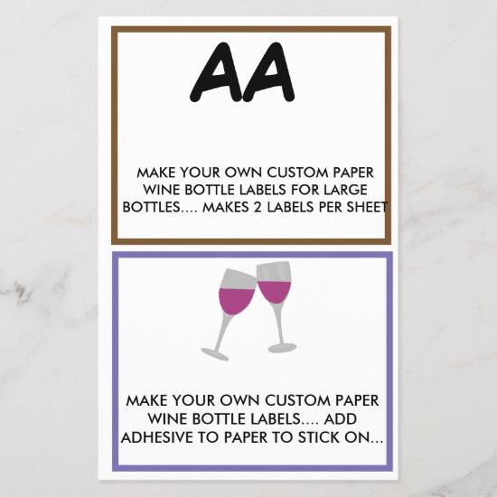 MAKE CUSTOM  PAPER WINE BOTTLE LABELS FOR LARGE