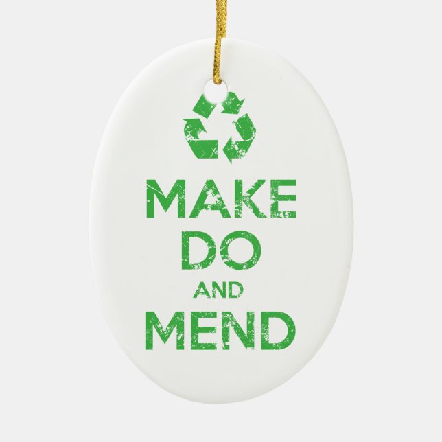 Make Do and Mend Ceramic Ornament (Front)