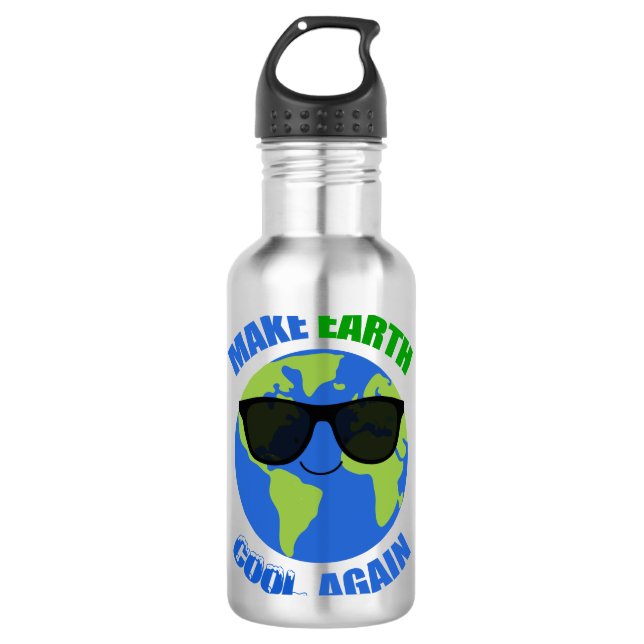 Make Earth Cool Again Climate Change Stainless Steel Water Bottle (Front)