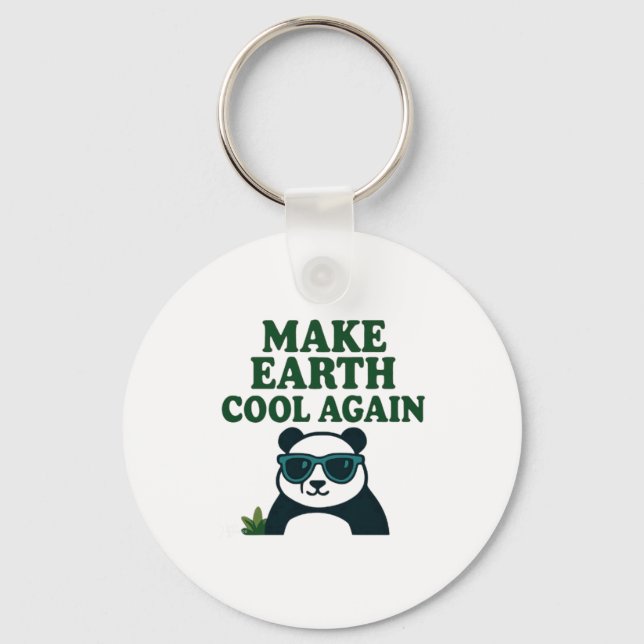 Make Earth Cool Again Funny Eco Panda Design T Shi Keychain (Front)