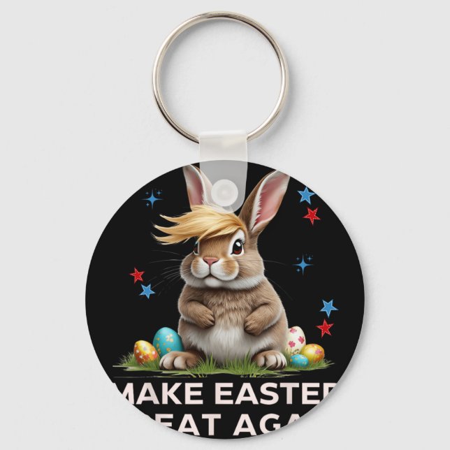 Make Easter Great Again Funny Trump Bunny Spring E Keychain (Front)
