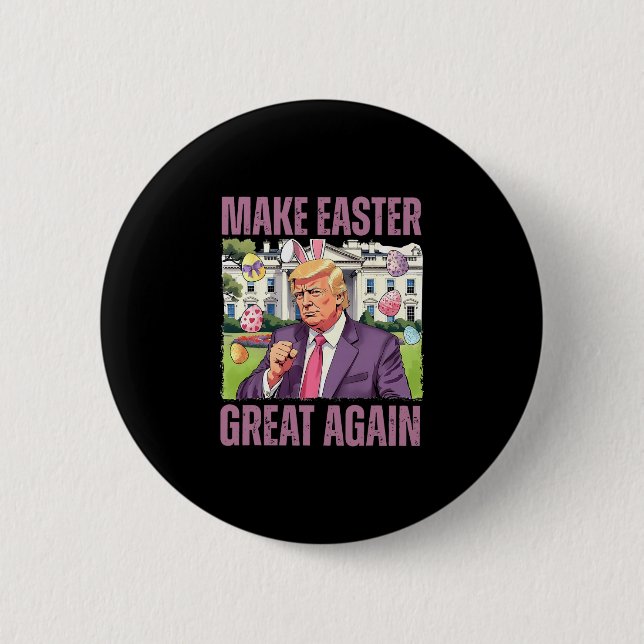 Make Easter Great Again Funny Trump Bunny Spring H Button (Front)