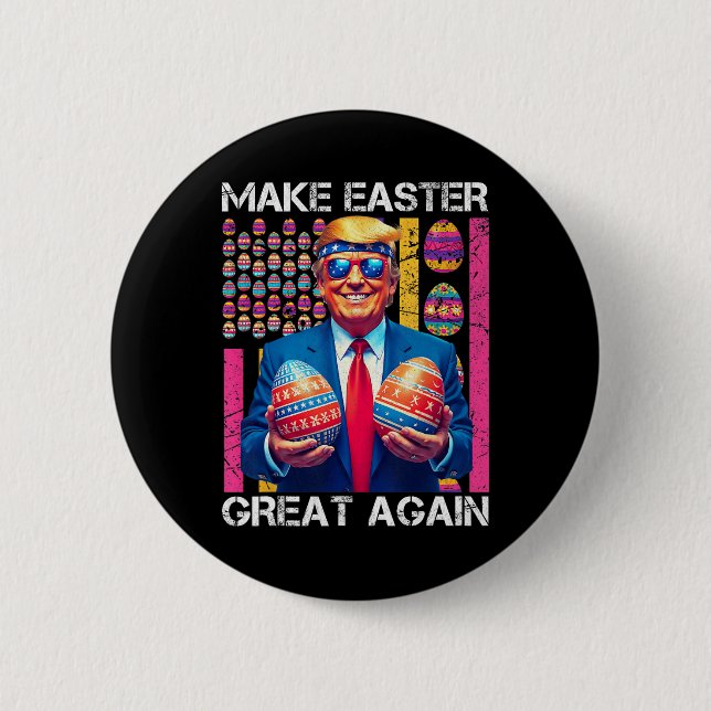 Make Easter Great Again Funny Trump Bunny Spring H Button (Front)