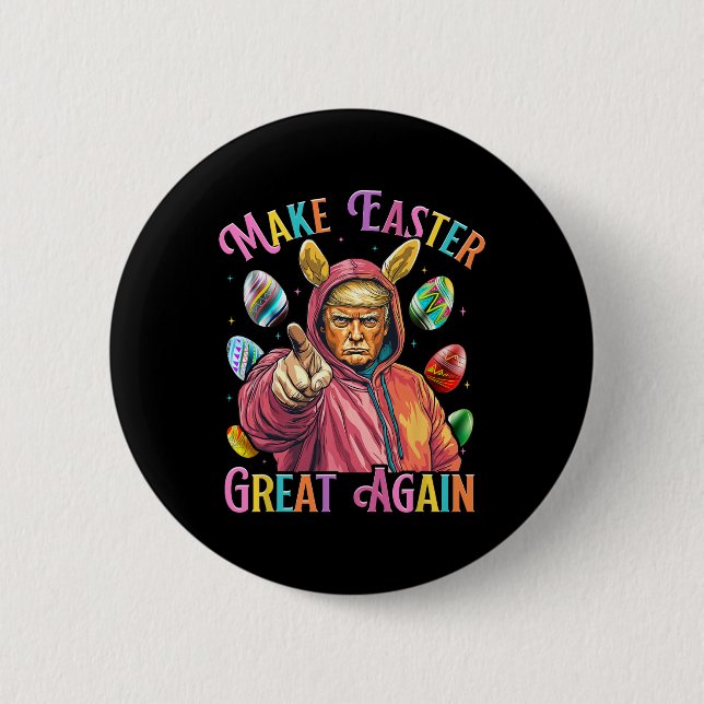 Make Easter Great Again Funny Trump Bunny Spring H Button (Front)