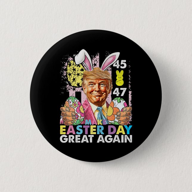 Make Easter Great Again Funny Trump Bunny Spring H Button (Front)