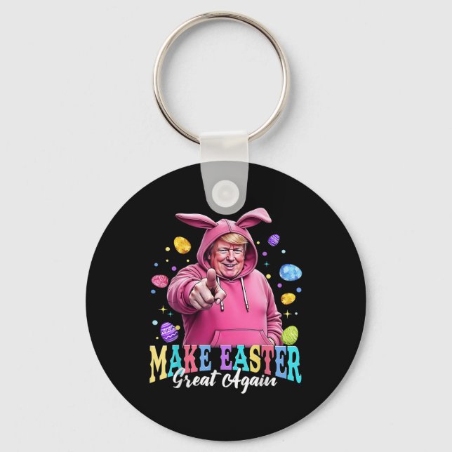 Make Easter Great Again Funny Trump Bunny Spring H Keychain (Front)