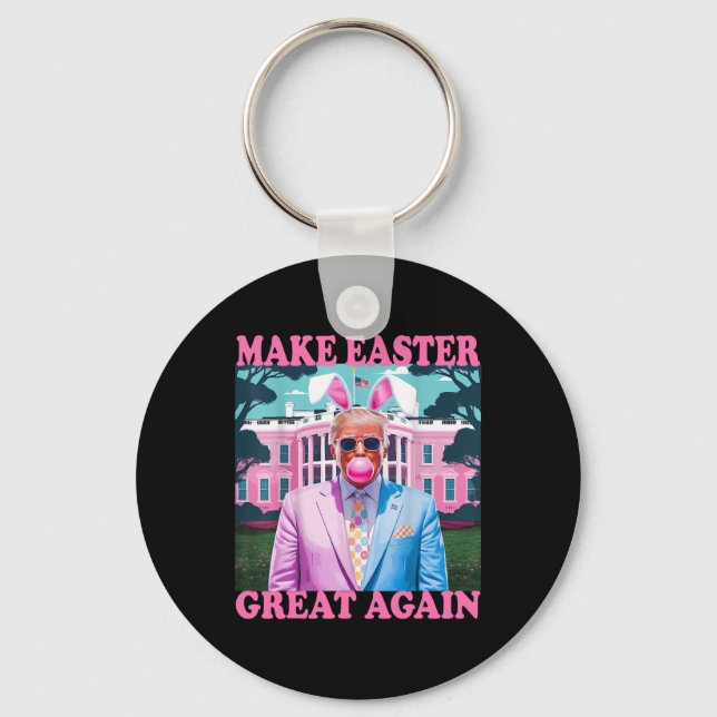 Make Easter Great Again Funny Trump Bunny Spring H Keychain (Front)