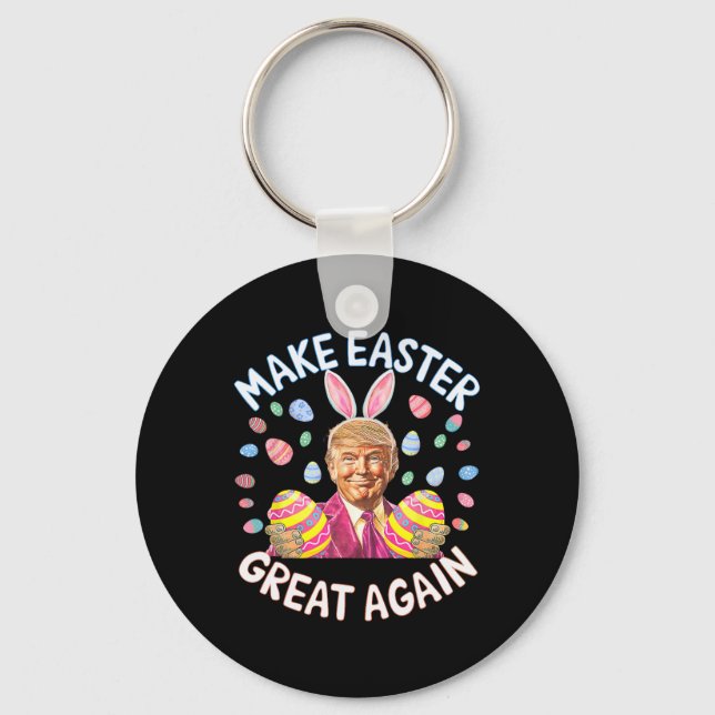 Make Easter Great Again Funny Trump Bunny Spring H Keychain (Front)