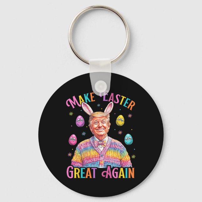 Make Easter Great Again Funny Trump Bunny Spring H Keychain (Front)